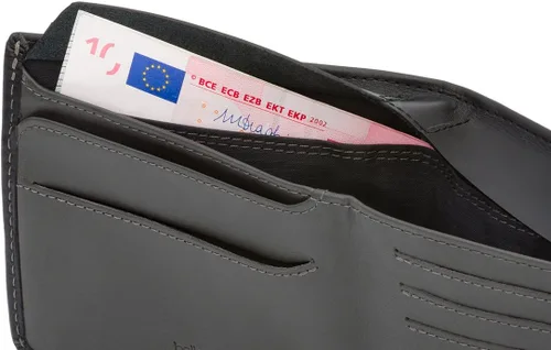 Vista 3 de Bellroy Cartera Hide & Seek (diseño plegable de cuero delgado, bloqueo RFID, capacidad para 5 a 12 tarjetas con una sección oculta) (negro)