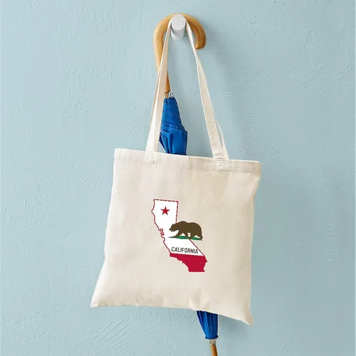 Vista 4 de CafePress CALI STATE W BEAR - Bolsa reutilizable de lona beige natural