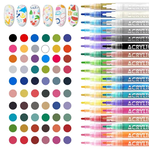 Vista 9 de IONSGAKO Juego de bolígrafos de arte de uñas de 12 colores, bolígrafos de esmalte de uñas, bolígrafo de dibujo de arte de uñas, secado rápido