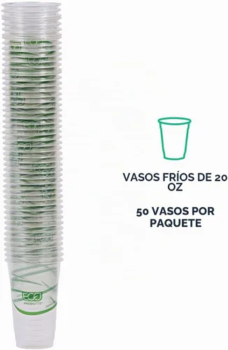 Vista 8 de ECO PRODUCTS GreenStripe Vasos de Plástico Transparentes Compostables Grandes de 20oz PLA, Caja de 1000, Vasos Fríos Desechables Renovables a Base