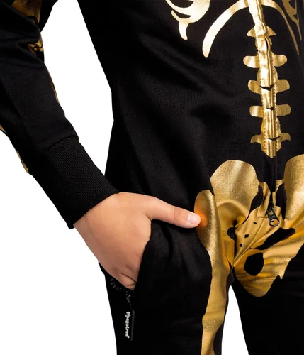 Vista 5 de Tipsy Elves Disfraz de esqueleto de Halloween, overol unisex de esqueleto para niños y jóvenes