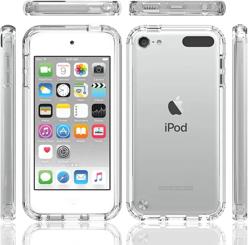 Vista 2 de Funda para iPod Touch 7, cristal transparente, no amarillea, resistente, suave, TPU de doble capa, resistente a prueba de golpes, funda transparente