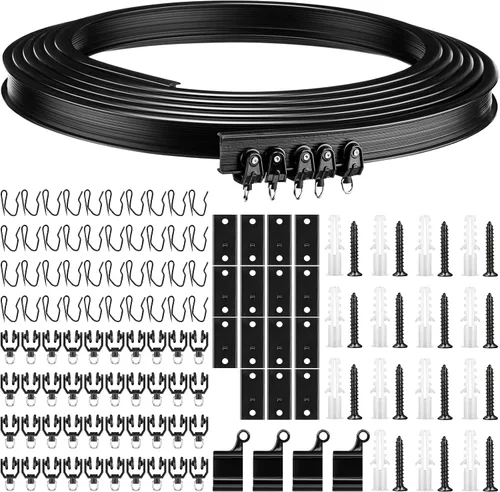Vista 9 de Jetec Riel de cortina flexible para techo, riel flexible flexible para colgar en la pared, para sala de estar, dormitorio, barra divisora RV