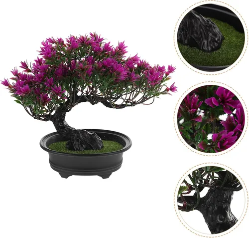 Vista 5 de HOMSFOU Plantas falsas en maceta, planta de vegetación falsa, flores artificiales en maceta, árbol artificial de simulación de árbol de bienvenida