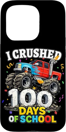 Vista 14 de I Crushed 100 Days of School - Monster Truck 100th Day Boys Case for iPhone 16