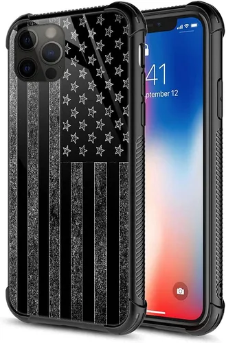 Vista 26 de ZHEGAILIAN Funda para iPhone 13, parte trasera de vidrio templado + funda protectora de TPU de silicona suave con diseño de munición