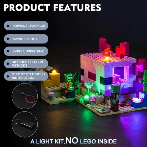 Vista 3 de BrickBling Kit de luces compatible con Lego The Axolotl House 21247, iluminación LED creativa