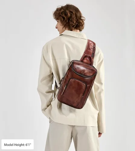 Vista 7 de LANNSYNE Bolso bandolera de cuero de grano completo vintage