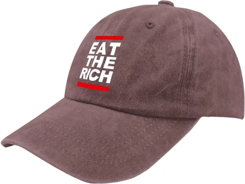 Vista 2 de OHOHOH Sombrero de camionero Eat The Rich Sombrero de jardinería Pigment Black Black Sombreros para hombres Regalos para papá Gorras de béisbol