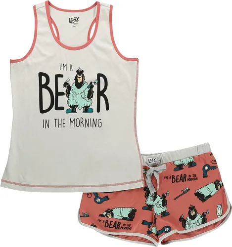Vista 4 de Lazy One - Pijamas a juego para mujer, lindo conjunto de shorts y camiseta sin mangas, pijamas de verano Oso en Am