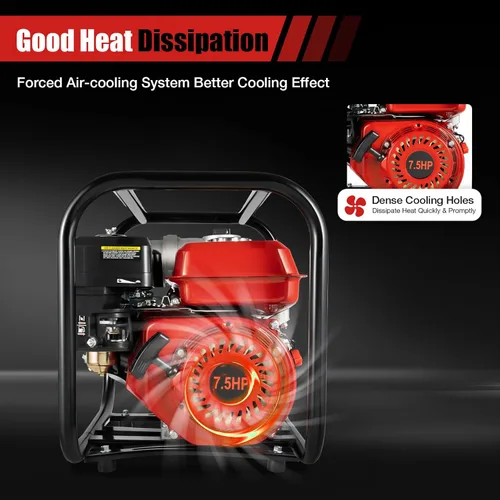 Vista 5 de Bomba de agua portátil con motor de gasolina de 7.5 HP 3KW 3600-Rpm de 3 pulgadas, caudal de 60m3/h Bomba de transferencia de agua semi-basura