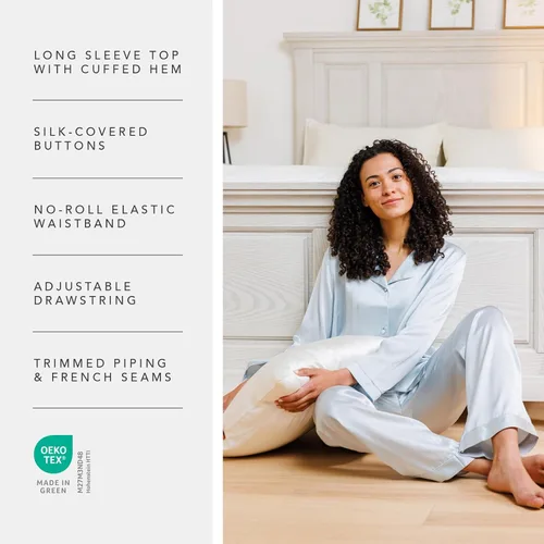 Vista 3 de Pijama clásico de seda para mujer (en caja de regalo), de Fishers Finery
