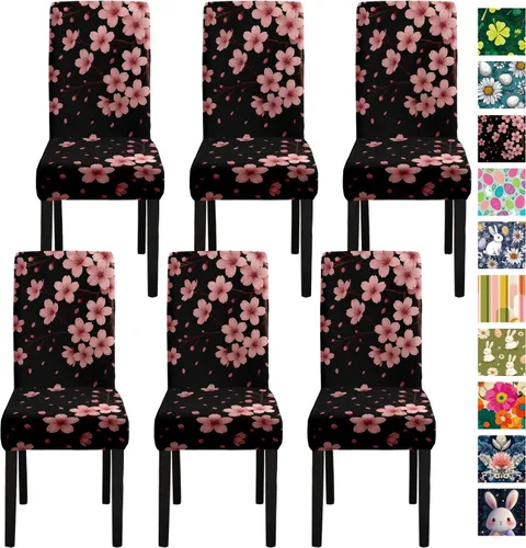 Vista 39 de ANNA QUEEN Juego de 6 fundas para sillas de comedor y cocina, fundas elásticas lavables para sillas de comedor, decoración elegante del hogar