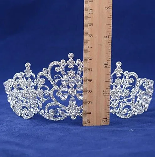 Vista 5 de WIIPU Lujo Teardrop CZ Rhinestone vidrio boda tiara corona (A1063)