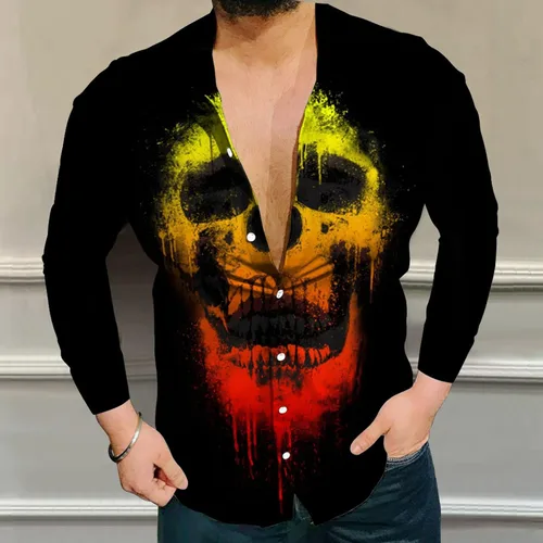 Vista 2 de Camisa hawaiana para hombre, camisas para hombre, camisas de manga larga estampadas para hombre, camisas con botones para hombre