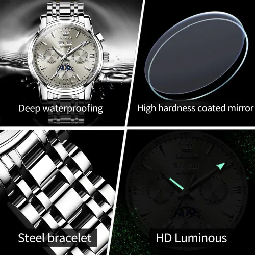 Vista 80 de OLEVS Relojes automáticos para hombre, esqueleto mecánico, de lujo, a la moda, reloj de pulsera luminoso impermeable