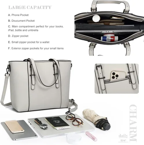 Vista 4 de Bolsas estilo cartera y bolsos estilo tote y de hombro para mujer con asa superior.