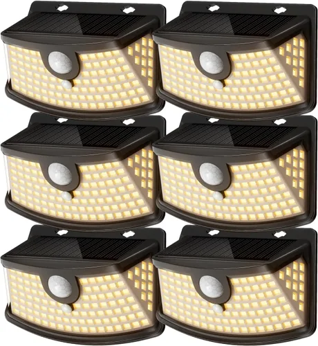 Vista 11 de Aootek Luces solares con sensor de movimiento, 120 luces LED con reflector de luces, gran angular de 270°, impermeable IP65, luces de paso