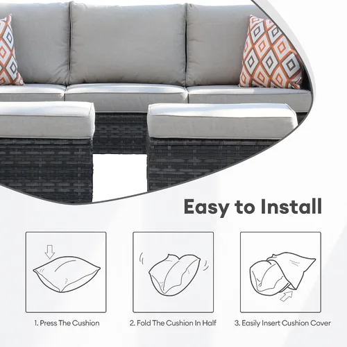 Vista 4 de ovios Fundas de cojín de patio, funda de cojín impermeable para muebles de exterior, sofá, sofá otomano, funda de cojín con cremallera