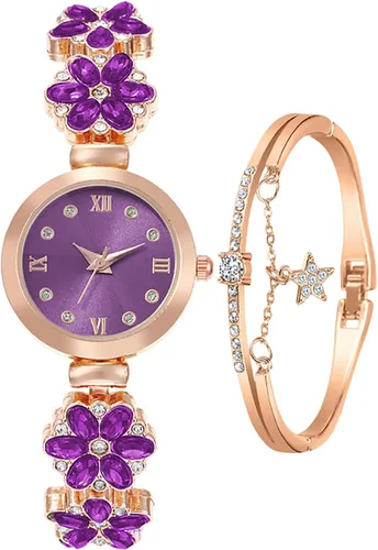 Vista 5 de ADSBIAOYE Reloj de pulsera para mujer, artículo de moda, reloj de cuarzo impermeable con forma de flor