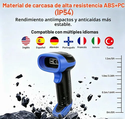 Vista 5 de Escáner de código de barras CCD inalámbrico Bluetooth 2D 1D, lector de código de barras de código QR portátil para almacén de supermercado POS