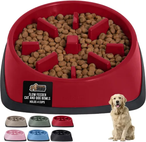 Vista 34 de GORILLA GRIP® Cuencos patentados de alimentación lenta sin BPA, juguete interactivo para perros y gatos, enriquecimiento de entrenamiento Beige