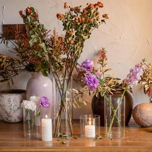 Vista 3 de Devilfire 12 jarrones cilíndricos de vidrio para centros de mesa, floreros de flores de 6 pulgadas de alto, decoración de boda, jarrones cilíndricos
