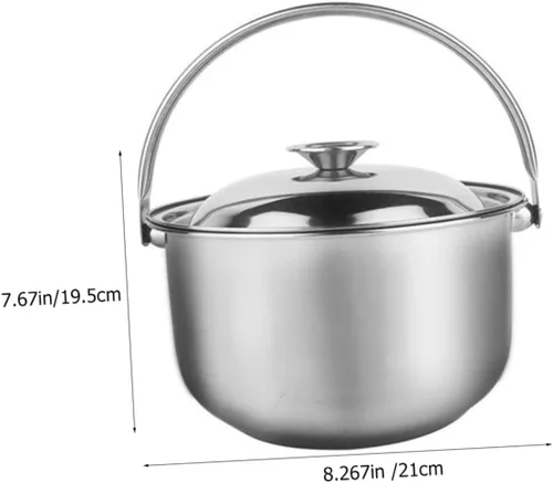 Vista 8 de KICHOUSE Olla de cocina de acero inoxidable Olla de acero inoxidable Petit Kitchen Stock con tapa Tazones grandes para mezclar Multifuncional