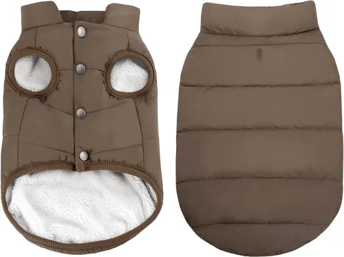 Vista 17 de ASENKU Abrigo de invierno para perro, resistente al viento, chaqueta de forro polar impermeable, ropa para mascotas para perros pequeños, medianos