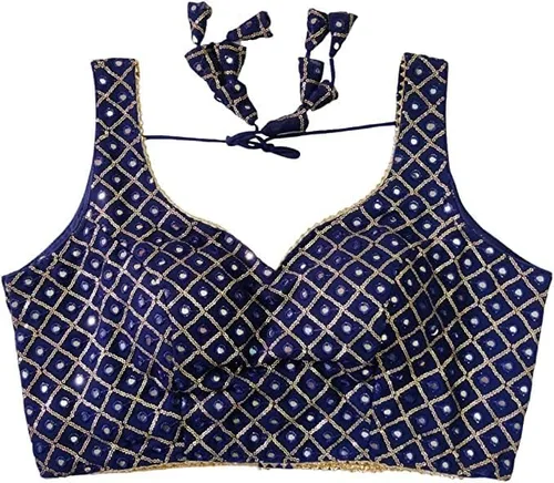Vista 15 de Ropa de fiesta para mujer Bollywood Pure Georgette Readymade Style Sari Blusa Crop Top Choli