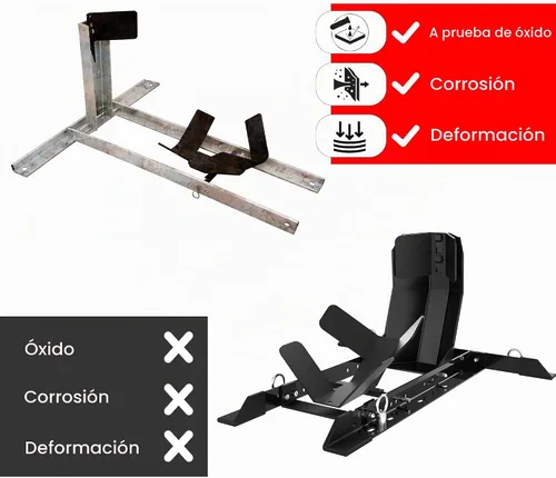 Vista 5 de GRAND PITSTOP Calzo de rueda universal para soporte de motocicleta para remolque, completamente ajustable, desmontable y plegable (negro)