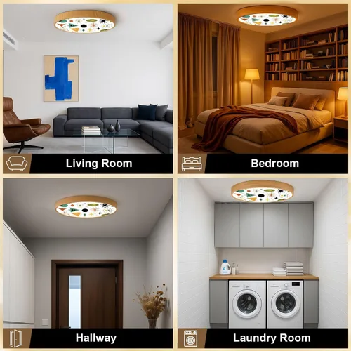 Vista 5 de Flush Mount Ceiling Light Fixture Mid century shapes molecule nuclear age space colorful retro set Dimmable LED Close to Ceiling Light Fixtures
