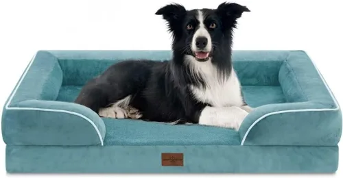 Vista 125 de Comfort Expression - Cama ortopédica para perros medianos, 28 x 19 pulgadas, cama impermeable y de apoyo de espuma con cojines removibles, sofá