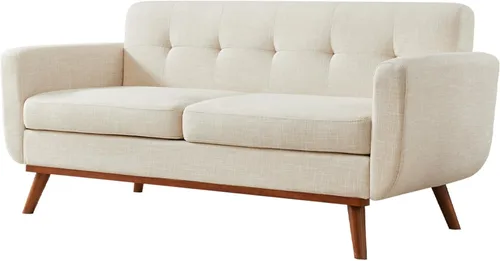 Vista 4 de Tbfit Sofá de dos plazas, sofás de estilo de mediados de siglo, sofá pequeño de bouclé para sala de estar, dormitorio, oficina, muebles tapizados