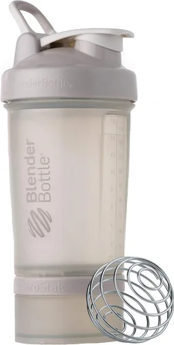 Vista 5 de BlenderBottle Botella agitadora con organizador de píldoras y almacenamiento para proteína en polvo, sistema ProStak, 22 onzas, negro medianoche