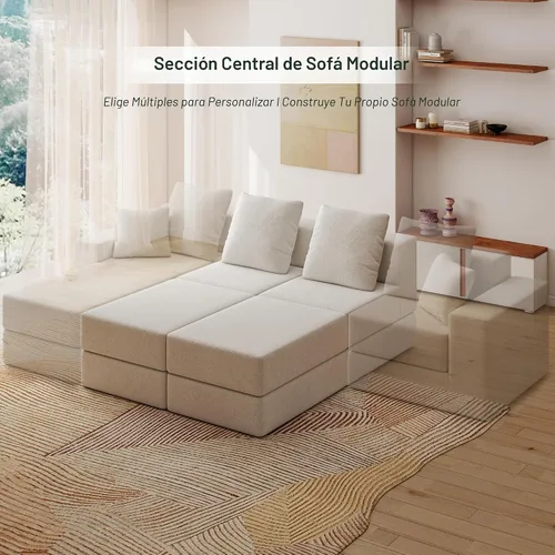 Vista 5 de Living&Giving Sofá seccional en forma de nube para sala de estar, sofá modular sin huesos con 1 otomano, el asiento central se puede combinar