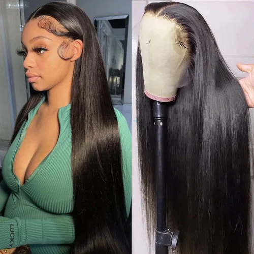 Vista 25 de mengkai Pelucas de Encaje Frontal Liso de 36 Pulgadas Cabello Humano Pre Arrancado con Pelitos de Bebé Pelucas de Encaje Frontal HD 13x6 Cabello