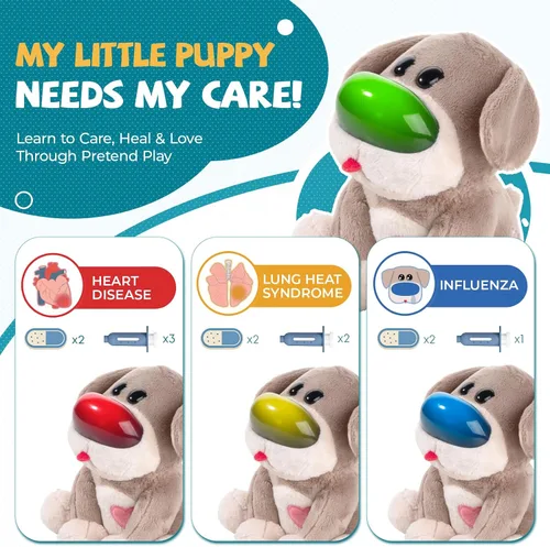 Vista 2 de Set interactivo de veterinario para perros, juego de veterinario para niños, regalo de cumpleaños para niños y niñas, kit de juguetes de simulación