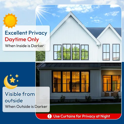 Vista 39 de rabbitgoo - Película de privacidad para ventanas con diseño de arco iris y vidrio manchado, patrón de diamante, calcomanía no adhesiva con tinte