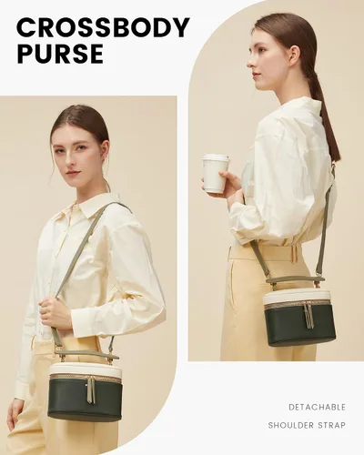 Vista 4 de LOVEVOOK - Bolso bandolera para mujer, con asa superior y pequeño bolso de hombro de cuero PU, bolso de mano con solapa para damas