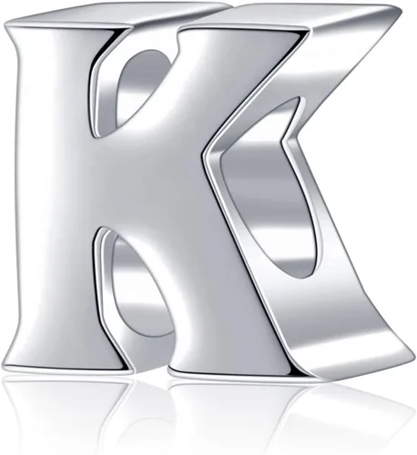 Vista 11 de Abalorio de plata de ley 925 con letra inicial de la A a la Z del alfabeto, se adapta a pulseras Pandora, collar de joyería de regalo para el día