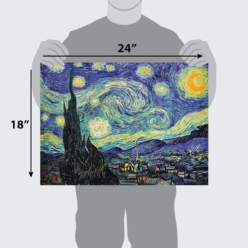 Vista 2 de Vincent Van Gogh - La noche estrellada 1889 y la noche estrellada sobre el ródano por Vincent Van Gogh - Póster impreso (laminado, 18 x 24 pulgadas)