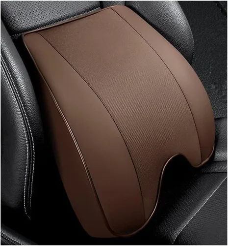 Vista 8 de Almohada lumbar de espuma viscoelástica y piel sintética – Almohada de apoyo de espalda media/baja del coche – Adecuado para asientos de coche Beige