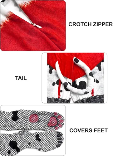 Vista 142 de Disfraz de animal para hombre con estampado de cola grande, overol peludo de elastano para cosplay, fiesta de Halloween