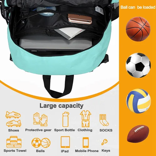 Vista 25 de Goloni Mochila de fútbol,Mochila de baloncesto con compartimento para pelotas y compartimento para zapatos,Mochila para baloncesto,Fútbol