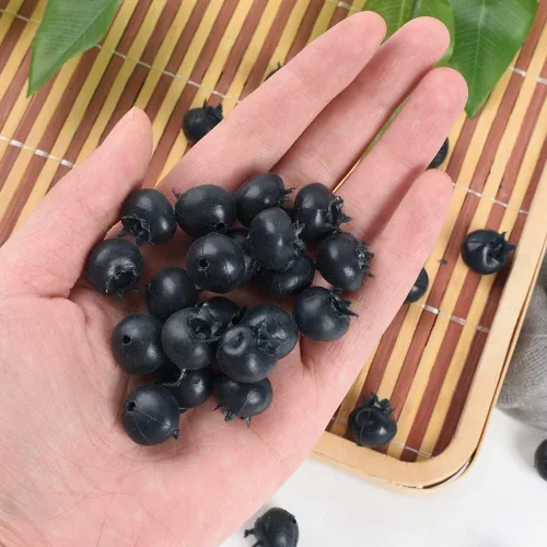 Vista 7 de Arándano artificial, 50 unidades de arándanos falsos sin escarcha realistas de simulación de bayas azules de frutas falsas para manualidades, hogar