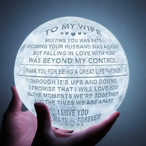 Vista 7 de K KENON Lámpara de luna 3D grabada para esposa, impresión 3D personalizada de 5.9 pulgadas, regalo de luz lunar para esposa, regalo de Navidad