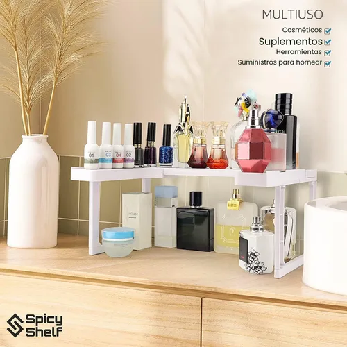 Vista 8 de Spicy Shelf Deluxe – Estante de especias extensible y gabinete apilable y organizador de despensa (1 juego de 2 estantes) – Como se ve en la TV