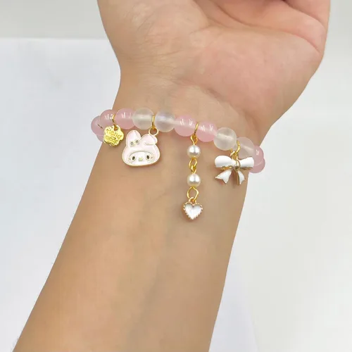 Vista 3 de INENIMARTJ Kawaii Bracelets Set Crystal Beads Bracelet Cute Cartoon Elastic Beaded Pearl Bracelets Jewelry for Girls Women Bff Friendship Gift
