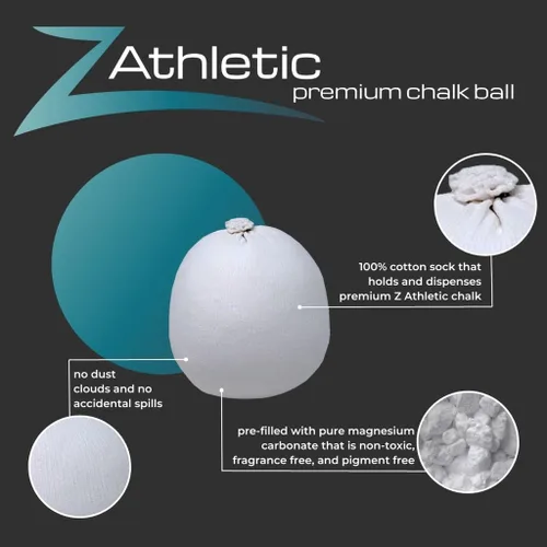 Vista 3 de Z Athletic Gym Chalk Ball for Rock Climbing, Gymnastics, and Weightlifting